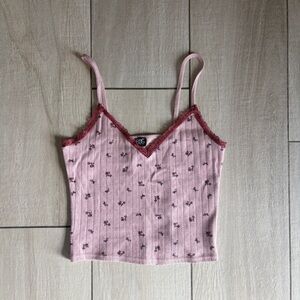 BDG Pink Floral Lace Cami Top